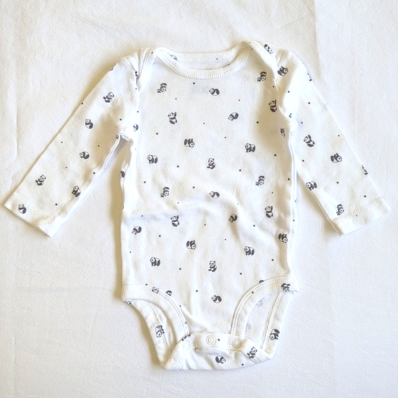 carter's panda bear cotton long sleeve bodysuit diaper shirt 3 months baby - Picture 2 of 5